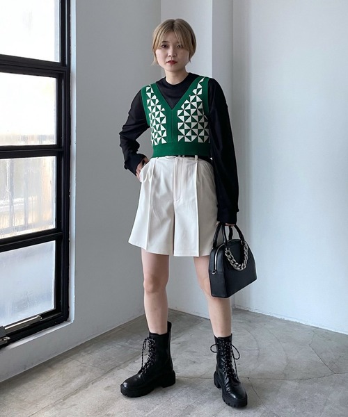 PAGEBOY（ページボーイ）の「リッチツイルセットアップショートパンツ（その他パンツ・レディース・アイボリー/グリーン系その他/チャコールグレー/ブラック・FREE）」の7枚目の写真