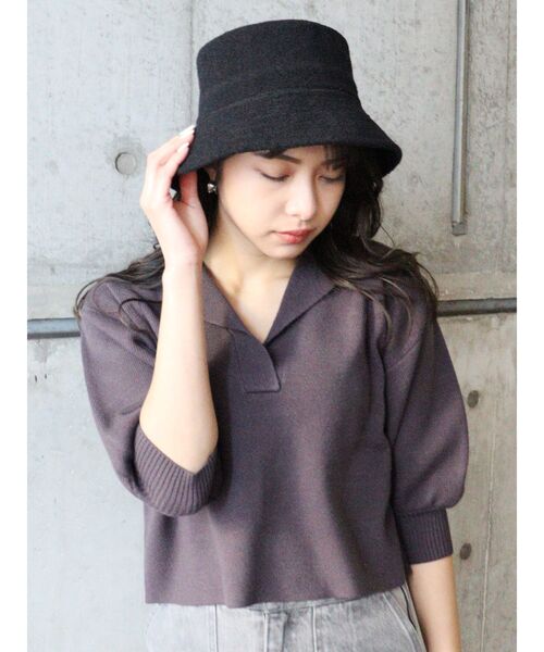 MURUA（ムルーア）の「パイルバケットハット（ハット・レディース・ブラック/アイボリー/ベージュ・FREE）」の4枚目の写真