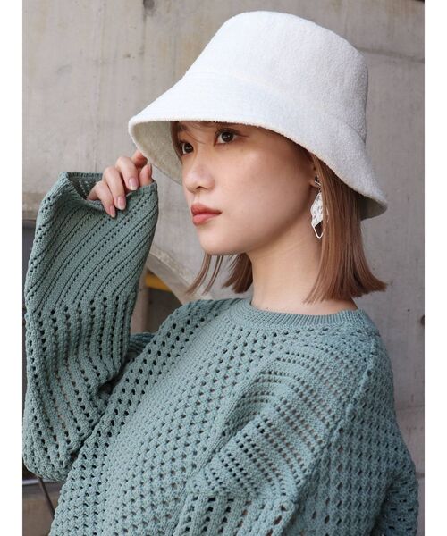 MURUA（ムルーア）の「パイルバケットハット（ハット・レディース・ブラック/アイボリー/ベージュ・FREE）」の18枚目の写真