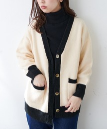 natural couture（ナチュラルクチュール）の「バイカラーほんわりニットカーディガン（カーディガン/ボレロ）」