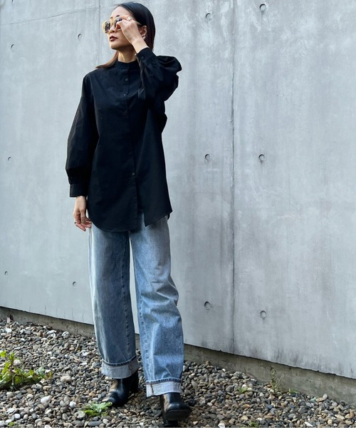 y/m by Yukie（イムバイユキエ）の「ブロードバンドカラーシャツ（シャツ/ブラウス・レディース・ブラック/オフホワイト・FREE）」の22枚目の写真