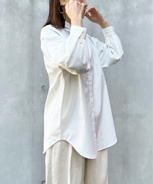 y/m by Yukie（イムバイユキエ）の「ブロードバンドカラーシャツ（シャツ/ブラウス・レディース・ブラック/オフホワイト・FREE）」の16枚目の写真