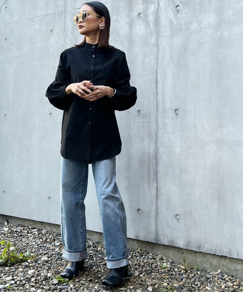 y/m by Yukie（イムバイユキエ）の「ブロードバンドカラーシャツ（シャツ/ブラウス・レディース・ブラック/オフホワイト・FREE）」の21枚目の写真