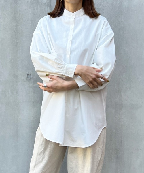 y/m by Yukie（イムバイユキエ）の「ブロードバンドカラーシャツ（シャツ/ブラウス・レディース・ブラック/オフホワイト・FREE）」の11枚目の写真