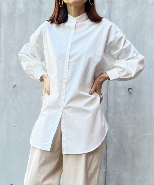 y/m by Yukie（イムバイユキエ）の「ブロードバンドカラーシャツ（シャツ/ブラウス・レディース・ブラック/オフホワイト・FREE）」の14枚目の写真