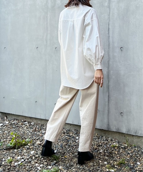 y/m by Yukie（イムバイユキエ）の「ブロードバンドカラーシャツ（シャツ/ブラウス・レディース・ブラック/オフホワイト・FREE）」の7枚目の写真