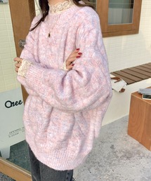 マシュマロカラーケーブルニット