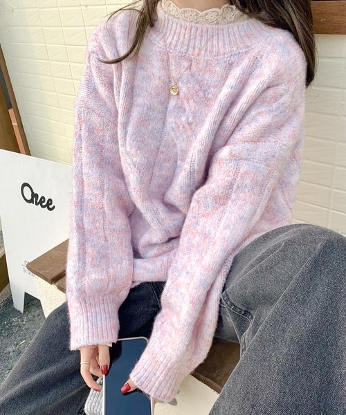 Dita(ディータ)の「マシュマロカラーケーブルニット(ニット/セーター・レディース・オフホワイト/ベビーピンク・FREE)」の14枚目の写真