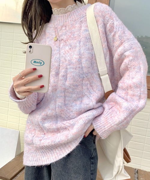 Dita(ディータ)の「マシュマロカラーケーブルニット(ニット/セーター・レディース・オフホワイト/ベビーピンク・FREE)」の17枚目の写真