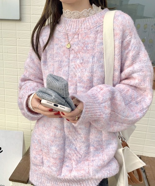 Dita(ディータ)の「マシュマロカラーケーブルニット(ニット/セーター・レディース・オフホワイト/ベビーピンク・FREE)」の18枚目の写真