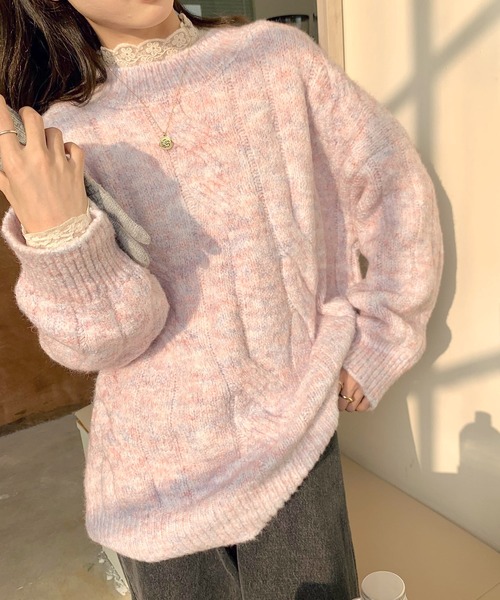 Dita(ディータ)の「マシュマロカラーケーブルニット(ニット/セーター・レディース・オフホワイト/ベビーピンク・FREE)」の19枚目の写真