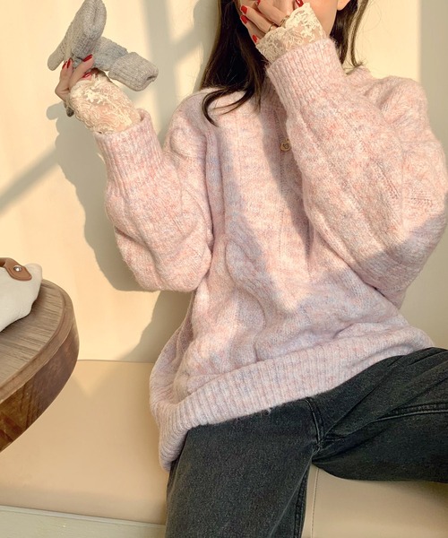 Dita(ディータ)の「マシュマロカラーケーブルニット(ニット/セーター・レディース・オフホワイト/ベビーピンク・FREE)」の22枚目の写真