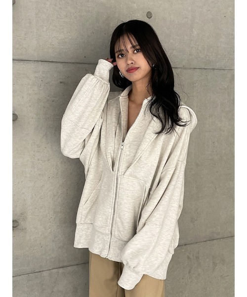 ENVYM(アンビー)の「バックロゴビッグPK(パーカー・レディース・ホワイト/ブラック/ベージュ・FREE)」の14枚目の写真