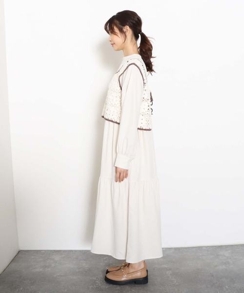 archives（アルシーヴ）の「【入荷禁止】配色カギ針ビスチェ×２ＷＡＹワンピースＳＥＴ（ワンピース・レディース・ブラック/アイボリー/ピンクベージュ・MEDIUM）」の5枚目の写真