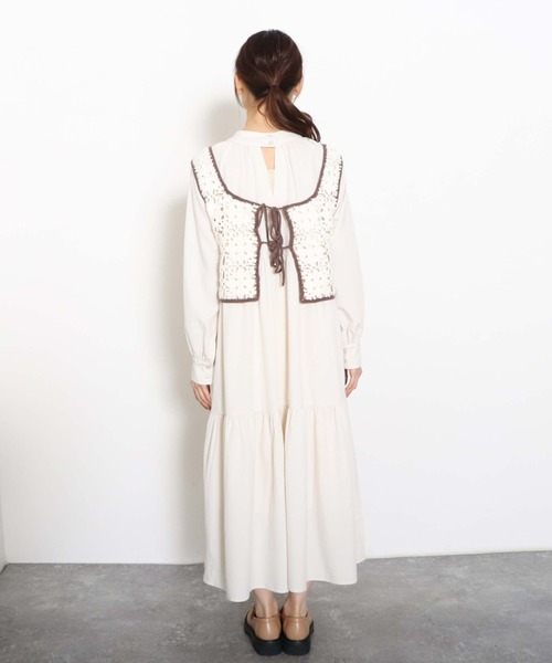 archives（アルシーヴ）の「【入荷禁止】配色カギ針ビスチェ×２ＷＡＹワンピースＳＥＴ（ワンピース・レディース・ブラック/アイボリー/ピンクベージュ・MEDIUM）」の7枚目の写真