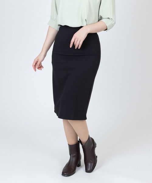 Anuenue(アヌエヌエ)の「タック入り 膝丈タイトスカート(スカート・レディース・ブラック/パープル/ライトグリーン・2L/S/M/L)」の2枚目の写真