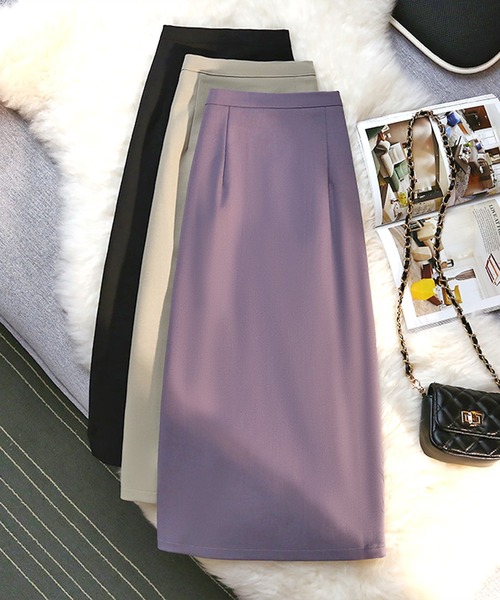 Anuenue(アヌエヌエ)の「タック入り 膝丈タイトスカート(スカート・レディース・ブラック/パープル/ライトグリーン・2L/S/M/L)」の4枚目の写真