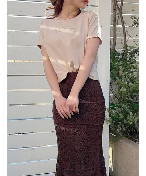 RESEXXY（リゼクシー）の「セイムカラー刺繍ロゴTシャツ（Tシャツ/カットソー・レディース・ホワイト/ブルー/ベージュ/ブラック/ブラウン・FREE）」の5枚目の写真