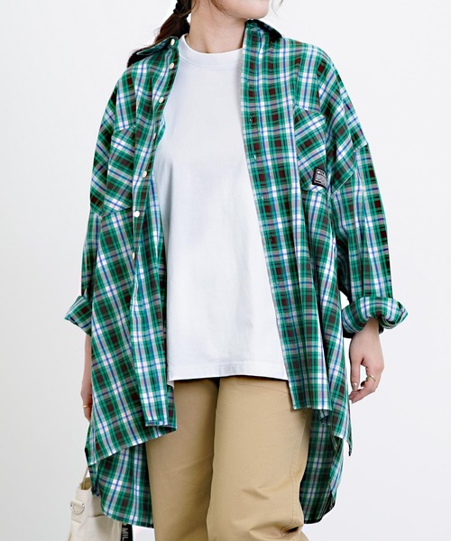 MILKFED.（ミルクフェド）の「EMBROIDERED LOGO PLAID SHIRT（シャツ/ブラウス・レディース・ピンク/グリーン/ライトグリーン・ONE SIZE）」の2枚目の写真