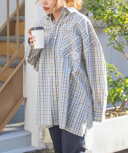 MILKFED.（ミルクフェド）の「EMBROIDERED LOGO PLAID SHIRT（シャツ/ブラウス・レディース・ピンク/グリーン/ライトグリーン・ONE SIZE）」の3枚目の写真