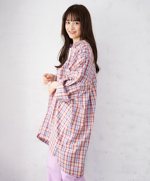 MILKFED.（ミルクフェド）の「EMBROIDERED LOGO PLAID SHIRT（シャツ/ブラウス・レディース・ピンク/グリーン/ライトグリーン・ONE SIZE）」の8枚目の写真