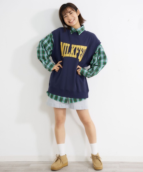 MILKFED.（ミルクフェド）の「EMBROIDERED LOGO PLAID SHIRT（シャツ/ブラウス・レディース・ピンク/グリーン/ライトグリーン・ONE SIZE）」の10枚目の写真