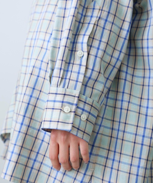 MILKFED.（ミルクフェド）の「EMBROIDERED LOGO PLAID SHIRT（シャツ/ブラウス・レディース・ピンク/グリーン/ライトグリーン・ONE SIZE）」の11枚目の写真
