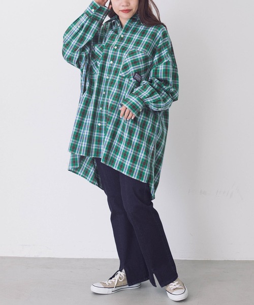MILKFED.（ミルクフェド）の「EMBROIDERED LOGO PLAID SHIRT（シャツ/ブラウス・レディース・ピンク/グリーン/ライトグリーン・ONE SIZE）」の20枚目の写真