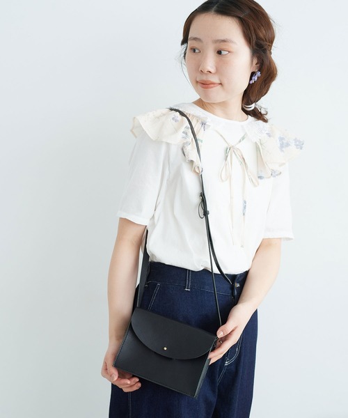 chambre de charme（シャンブルドゥシャーム）の「cdc leather しかくいポシェット（ショルダーバッグ・レディース・ブラック/キャメル・FREE）」の13枚目の写真