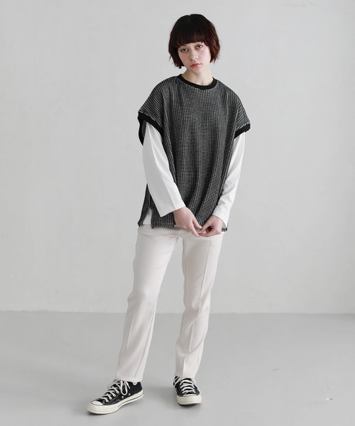 ETELIO（エテリオ）の「ビッグシルエットワッフルベスト（ベスト・メンズ・チャコール/サックスブルー/ブラック/アイボリー/テラコッタ/ネイビー・L/M/S）」の20枚目の写真