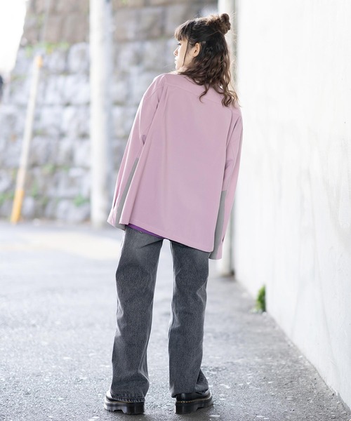 X-girl(エックスガール)の「RIB PANEL SHIRT(シャツ/ブラウス・レディース・ブラック/ピンク/ホワイト・M/S)」の6枚目の写真