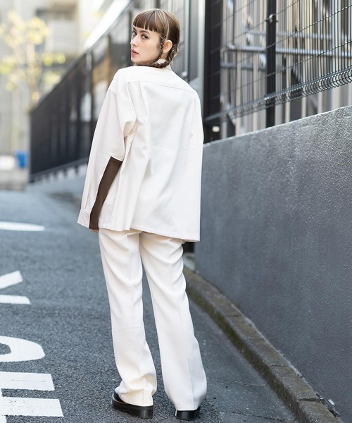 X-girl(エックスガール)の「RIB PANEL SHIRT(シャツ/ブラウス・レディース・ブラック/ピンク/ホワイト・M/S)」の8枚目の写真