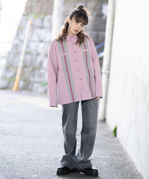 X-girl(エックスガール)の「RIB PANEL SHIRT(シャツ/ブラウス・レディース・ブラック/ピンク/ホワイト・M/S)」の19枚目の写真