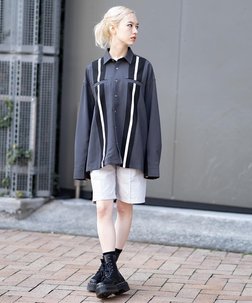 X-girl(エックスガール)の「RIB PANEL SHIRT(シャツ/ブラウス・レディース・ブラック/ピンク/ホワイト・M/S)」の20枚目の写真