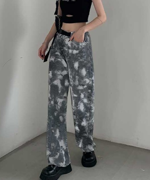MANGROVE(マングローブ)の「タイダイストレートデニム(デニムパンツ・レディース・パープル/グレー・MEDIUM/LARGE)」の2枚目の写真