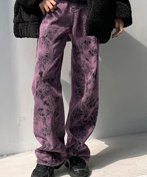 MANGROVE(マングローブ)の「タイダイストレートデニム(デニムパンツ・レディース・パープル/グレー・MEDIUM/LARGE)」の8枚目の写真