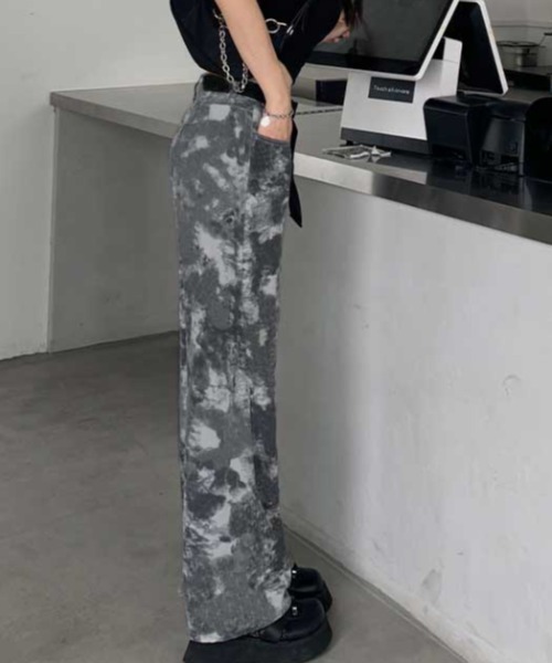 MANGROVE(マングローブ)の「タイダイストレートデニム(デニムパンツ・レディース・パープル/グレー・MEDIUM/LARGE)」の10枚目の写真