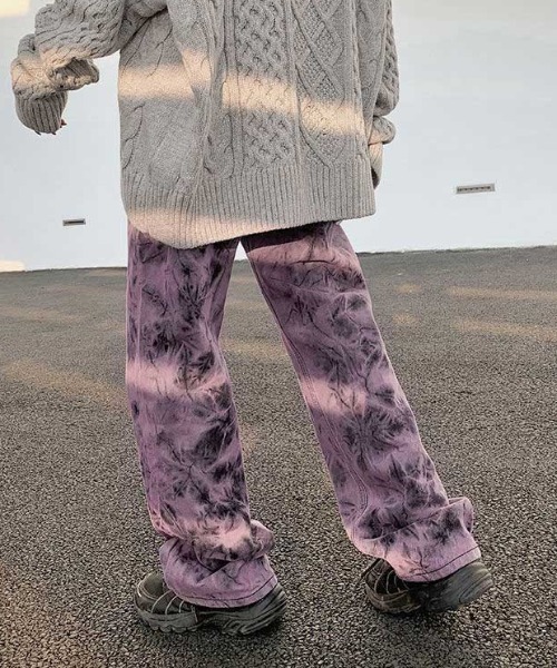 MANGROVE(マングローブ)の「タイダイストレートデニム(デニムパンツ・レディース・パープル/グレー・MEDIUM/LARGE)」の5枚目の写真