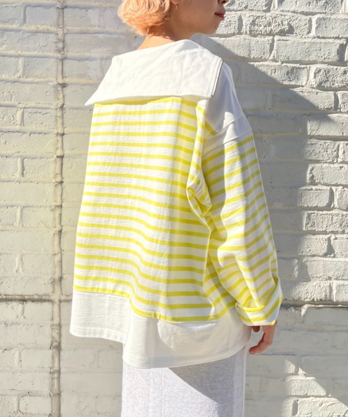 おまとめ専用です✨ツイルシャンブレーFreshセーラーシャツ+イエローボーダーT CIAOPANIC（チャオパニック）の「セーラーカラー、プレーティング