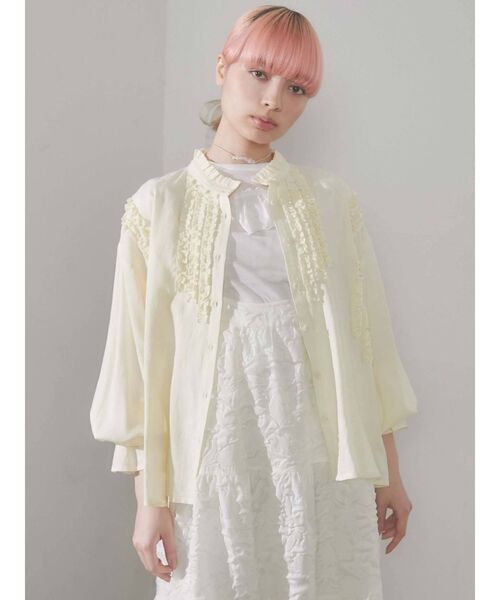 merry jenny（メリージェニー）の「ruffleフリルオーバーブラウス（シャツ/ブラウス・レディース・オフホワイト/ピンク/イエロー・FREE）」の2枚目の写真