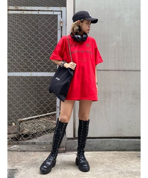 jouetie（ジュエティ）の「クラシックロゴ スーパーBIG Tシャツ（Tシャツ/カットソー・レディース・ブラック/レッド/オフホワイト・MEDIUM）」の6枚目の写真