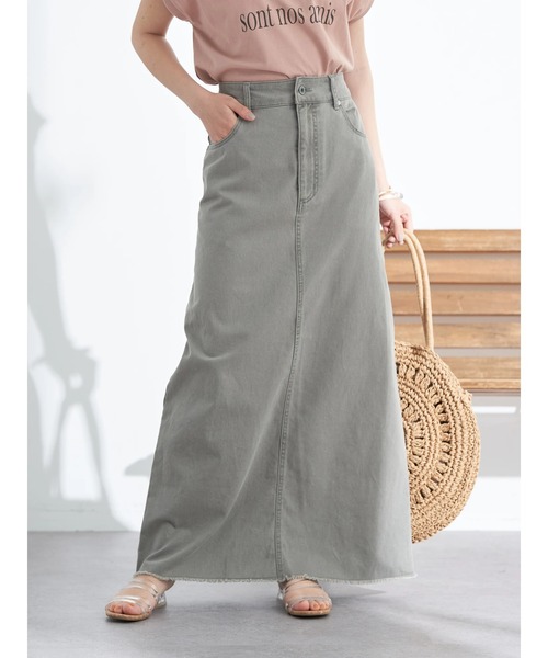 earth music&ecology(アースミュージックアンドエコロジー)の「スリットデニムタイトスカート(デニムスカート・レディース・チャコールグレー/モカ/ミント・M/S)」の5枚目の写真