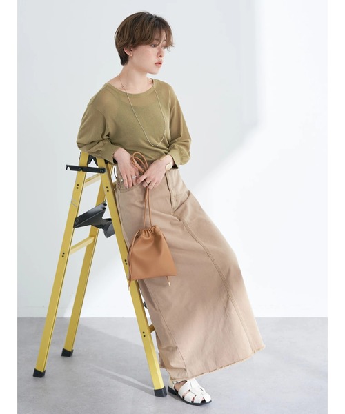 earth music&ecology(アースミュージックアンドエコロジー)の「スリットデニムタイトスカート(デニムスカート・レディース・チャコールグレー/モカ/ミント・M/S)」の12枚目の写真