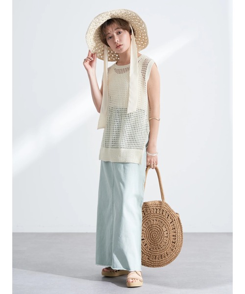 earth music&ecology(アースミュージックアンドエコロジー)の「スリットデニムタイトスカート(デニムスカート・レディース・チャコールグレー/モカ/ミント・M/S)」の16枚目の写真