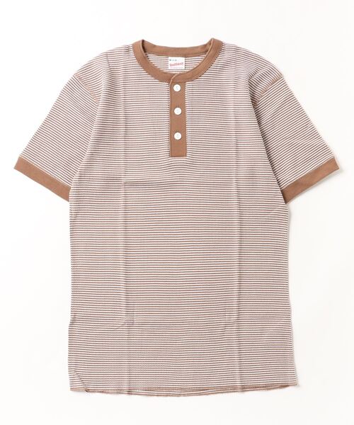 Healthknit（ヘルスニット）の「【Healthknit】ヘンリーネックワッフル半袖パックTEEシャツ サーマル半袖パックTシャツ 601S（Tシャツ/カットソー・メンズ・ホワイト/ブラック/ネイビー/レッド/ブルー/ブラック系その他2/グリーン/ブラウン/イエロー/ピンク/ロイヤルブルー・M/L/XL）」の4枚目の写真