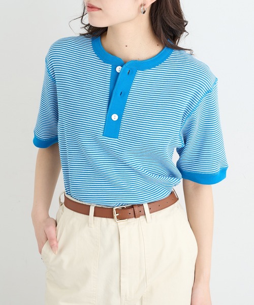 Healthknit（ヘルスニット）の「【Healthknit】ヘンリーネックワッフル半袖パックTEEシャツ サーマル半袖パックTシャツ 601S（Tシャツ/カットソー・メンズ・ホワイト/ブラック/ネイビー/レッド/ブルー/ブラック系その他2/グリーン/ブラウン/イエロー/ピンク/ロイヤルブルー・M/L/XL）」の8枚目の写真
