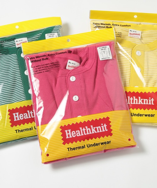 Healthknit（ヘルスニット）の「【Healthknit】ヘンリーネックワッフル半袖パックTEEシャツ サーマル半袖パックTシャツ 601S（Tシャツ/カットソー・メンズ・ホワイト/ブラック/ネイビー/レッド/ブルー/ブラック系その他2/グリーン/ブラウン/イエロー/ピンク/ロイヤルブルー・M/L/XL）」の10枚目の写真
