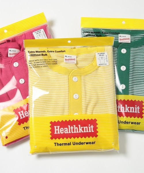 Healthknit（ヘルスニット）の「【Healthknit】ヘンリーネックワッフル半袖パックTEEシャツ サーマル半袖パックTシャツ 601S（Tシャツ/カットソー・メンズ・ホワイト/ブラック/ネイビー/レッド/ブルー/ブラック系その他2/グリーン/ブラウン/イエロー/ピンク/ロイヤルブルー・M/L/XL）」の9枚目の写真
