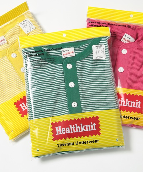 Healthknit（ヘルスニット）の「【Healthknit】ヘンリーネックワッフル半袖パックTEEシャツ サーマル半袖パックTシャツ 601S（Tシャツ/カットソー・メンズ・ホワイト/ブラック/ネイビー/レッド/ブルー/ブラック系その他2/グリーン/ブラウン/イエロー/ピンク/ロイヤルブルー・M/L/XL）」の5枚目の写真