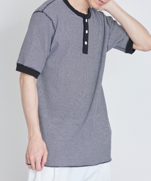 Healthknit（ヘルスニット）の「【Healthknit】ヘンリーネックワッフル半袖パックTEEシャツ サーマル半袖パックTシャツ 601S（Tシャツ/カットソー・メンズ・ホワイト/ブラック/ネイビー/レッド/ブルー/ブラック系その他2/グリーン/ブラウン/イエロー/ピンク/ロイヤルブルー・M/L/XL）」の15枚目の写真
